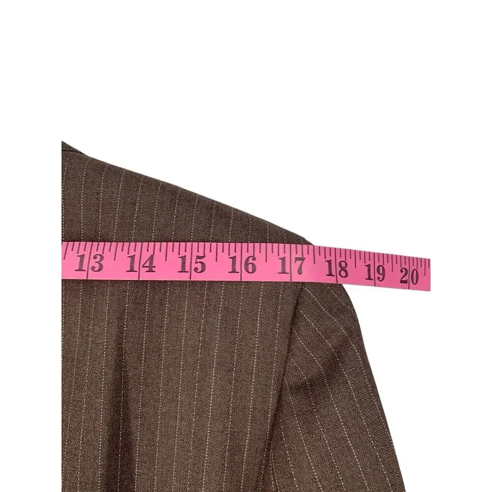 Vintage 70's Lanvin Paris Jacket Virgin Wool Brown Pinstripe Mens Luxury 42 Long